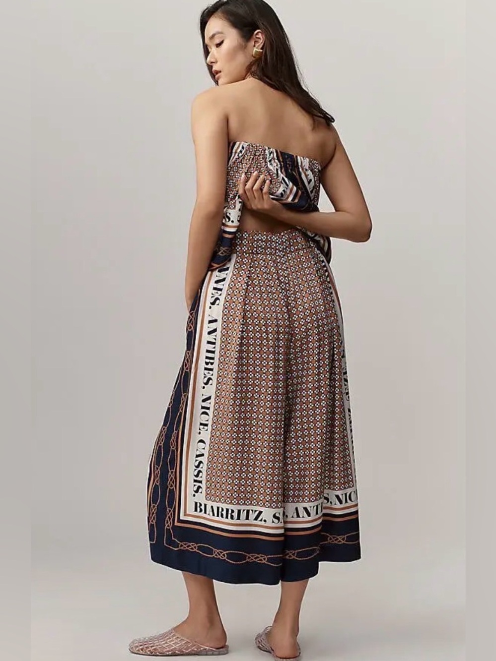 Maeve Printed PLEATED A-LINE CULOTTES, Sz L, Color: Neautral 🛥️ ⚓️🪝 - Picture 4 of 11